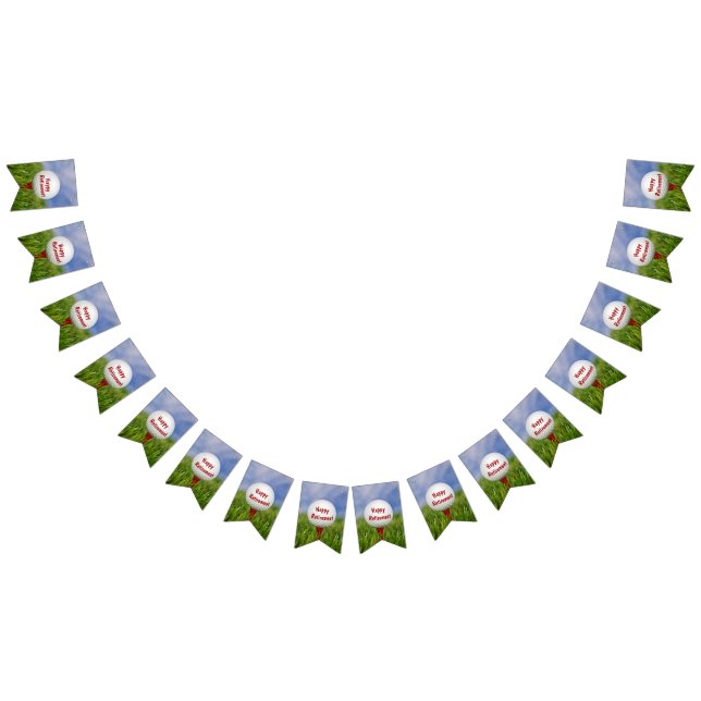Happy Retirement Golf Ball on red tee Bunting Flags (All)
