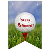 Happy Retirement Golf Ball on red tee Bunting Flags | Zazzle