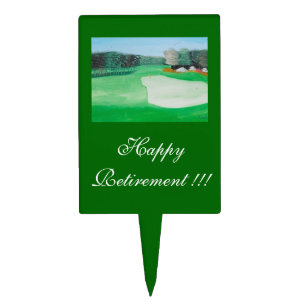Happy Retirement Golf Course Painting Cake Topper