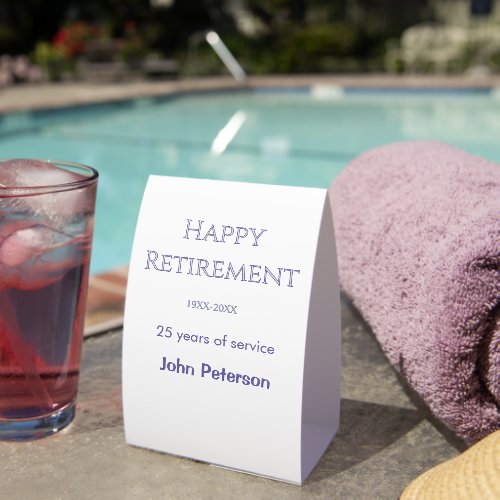 Happy retirement gray name year years of service   paper table tent