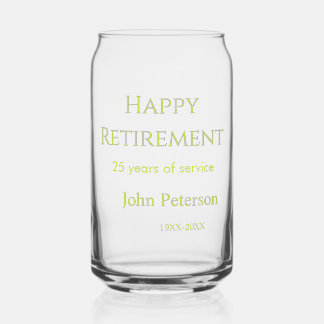 Happy retirement green name year years of service  can glass