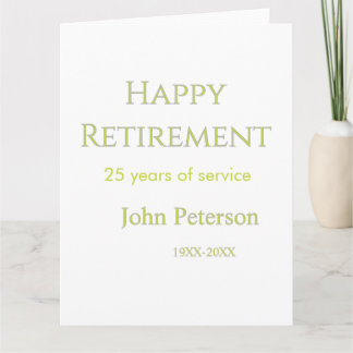 Happy retirement green name year years of service  card