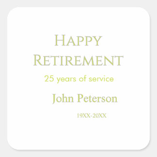 Happy retirement green name year years of service  square sticker