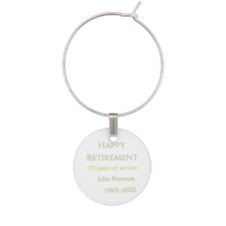 Happy retirement green name year years of service  wine charm