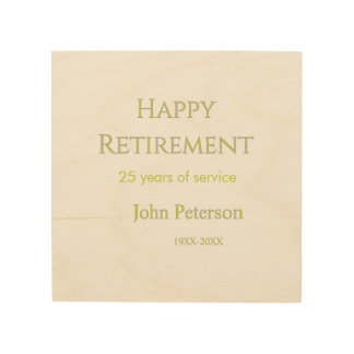 Happy retirement green name year years of service  wood wall art
