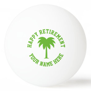 Happy retirement green palm tree logo table tennis ping pong ball