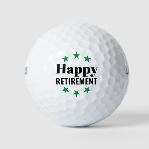 Happy Retirement Green Star Golf Balls