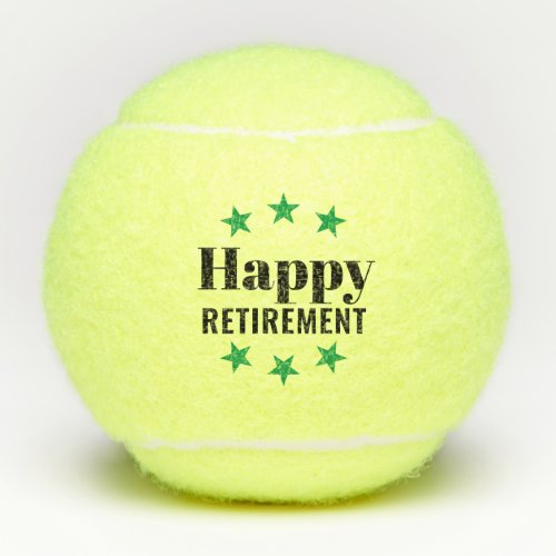 Happy Retirement Green Star Tennis Balls