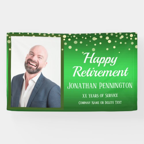Happy Retirement Green with Confetti One Photo Banner