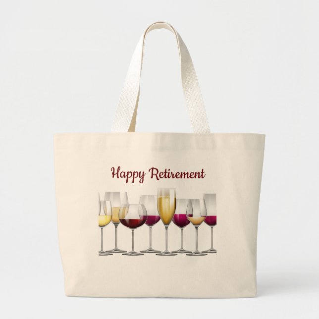Happy Retirement Large Tote Bag (Front)