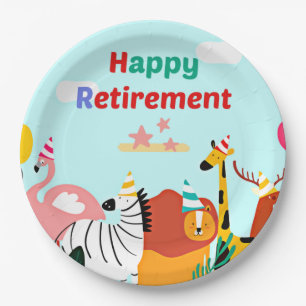 Happy Retirement. Let's party! Paper Plates