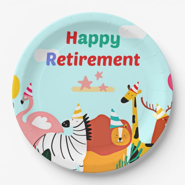 Happy Retirement. Let's party! Paper Plates (Front)