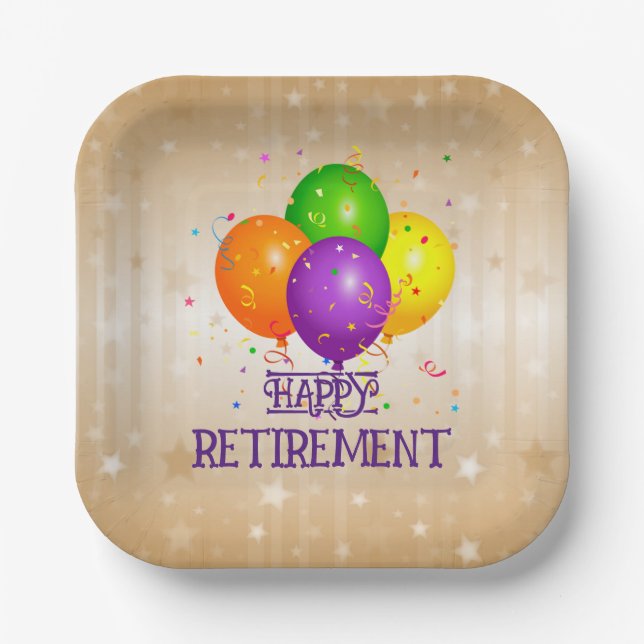 HAPPY RETIREMENT...Let's party! Paper Plates (Front)