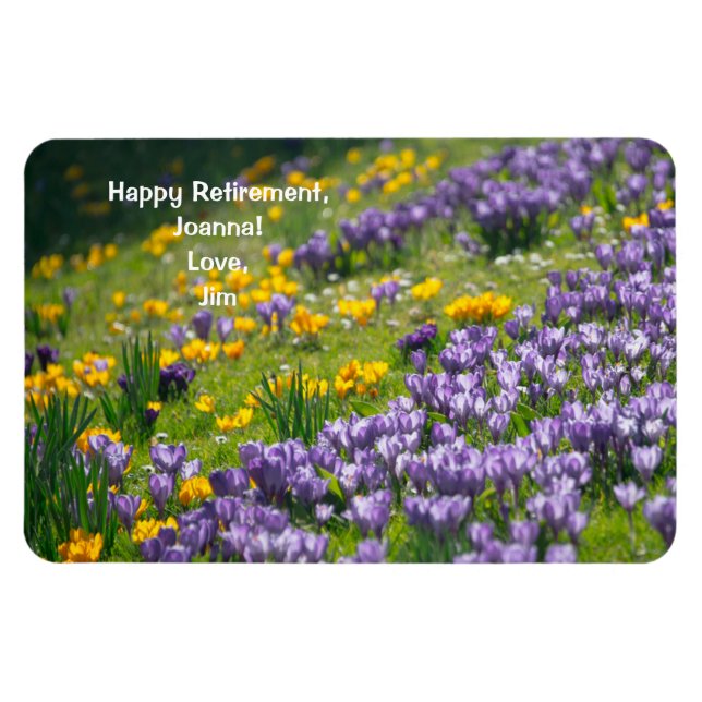 Happy Retirement Love Personalized Crocuses Flower Magnet (Horizontal)