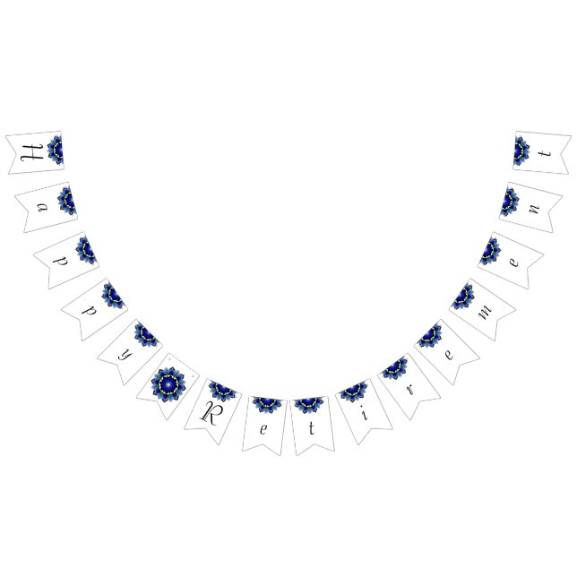 Happy Retirement. Mandala in dark blue Bunting Flags (All)