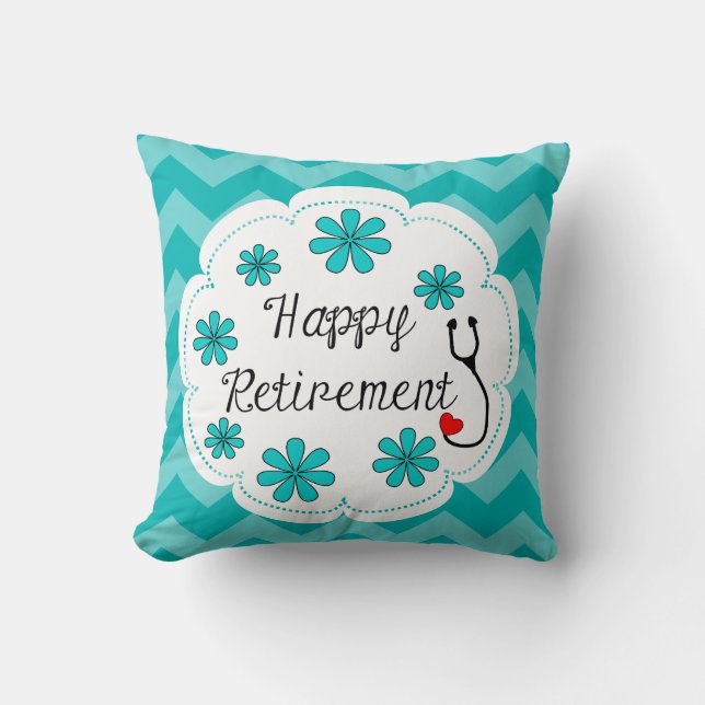 Happy Retirement Medical Throw Pillow (Front)