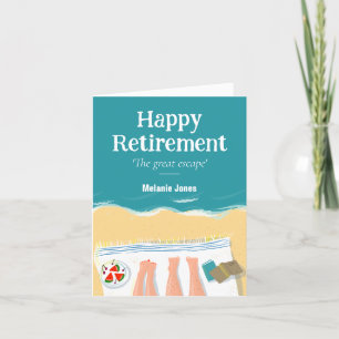 Happy Retirement Mock Beach Book Cover Custom Card