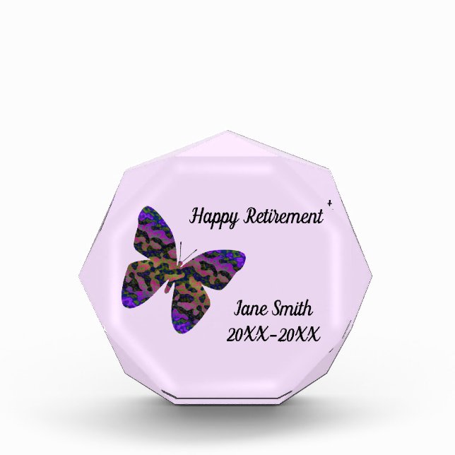 Happy Retirement Modern Bright Butterfly Employee Photo Block (Front)