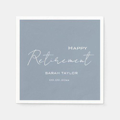 Happy Retirement Modern Dusty Blue Personalized 