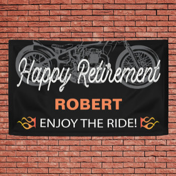 Happy Retirement Motorcycle Image For Biker Banner by Sideview at Zazzle
