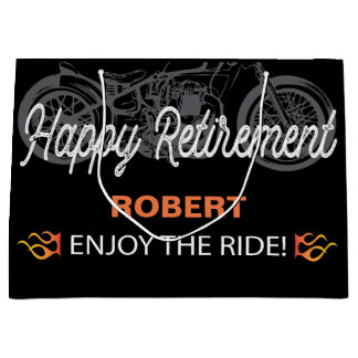 Happy Retirement Motorcycle image for biker Large Gift Bag