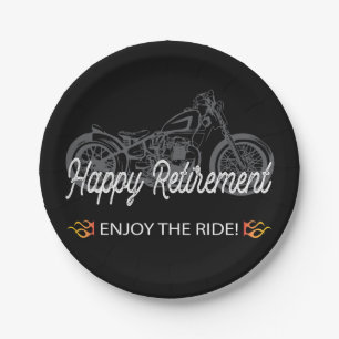 Happy Retirement Motorcycle Rider Paper Plates