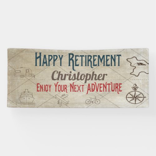 Happy Retirement New Adventure Monogrammed Banner