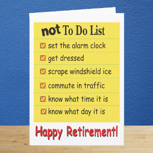 Happy Retirement Not to Do List Card