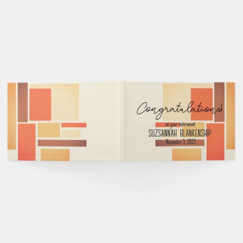 Happy Retirement Orange Block Abstract Custom Guest Book