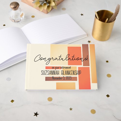 Happy Retirement Orange Block Abstract Custom