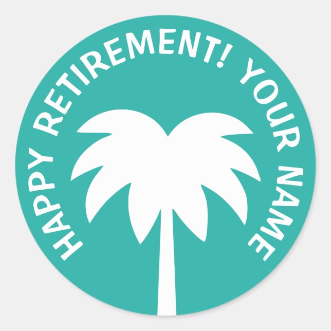 Happy Retirement palm tree stickers | Personalize (Front)