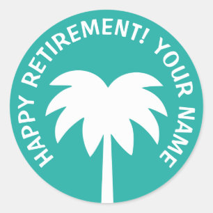 Happy Retirement palm tree stickers Personalize