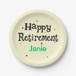 Happy Retirement Party add Name Paper Plates