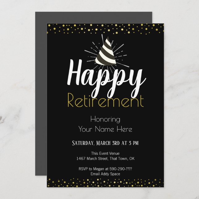 Happy Retirement Party Confetti Invitation (Front/Back)