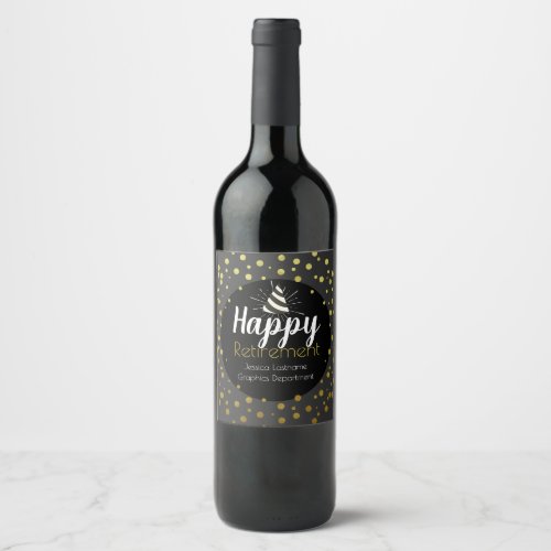 Happy Retirement Party Confetti Wine Label