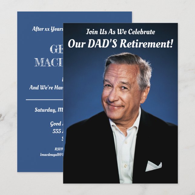 Happy Retirement Party - Dad Photo Invitation (Front/Back)