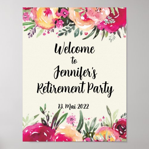 Happy Retirement Party Floral Welcome Sign