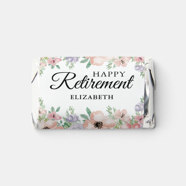 Happy Retirement Party Pastel Floral Hershey's Miniatures (Front)