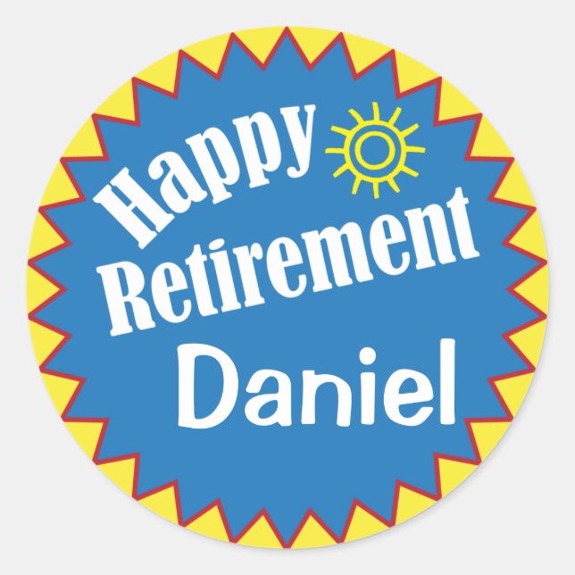 Happy Retirement Party Personalized Classic Round Sticker (Front)