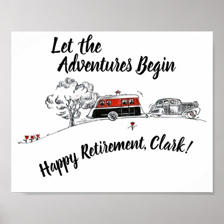 Happy Retirement Party Sign Retro Camper Adventure