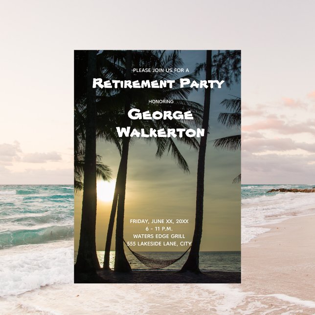 Happy Retirement Party Tropical Hammock Invitation (Creator Uploaded)