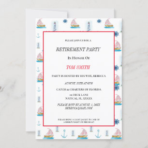Happy Retirement Party Watercolor Nautical Invitation