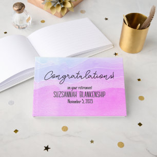 Happy Retirement Pastel Purple Watercolor Custom Guest Book