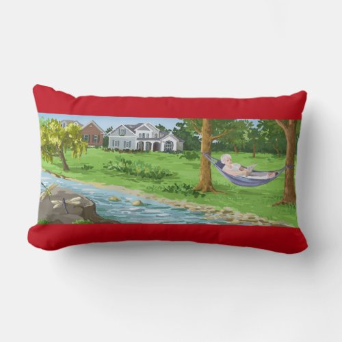 Happy Retirement Personalize Lady in Hammock Lumbar Pillow