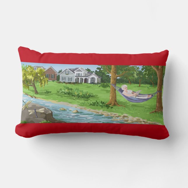 Happy Retirement Personalize (Lady in Hammock) Lumbar Pillow (Front)