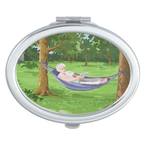 Happy Retirement Personalize Lady in Hammock Mirror For Makeup