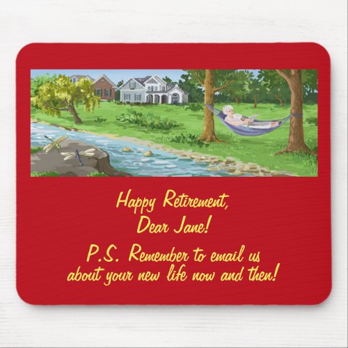 Happy Retirement Personalize Lady in Hammock Mouse Pad