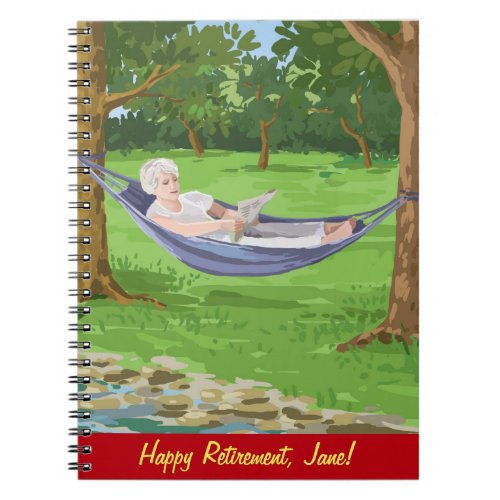 Happy Retirement Personalize Lady in Hammock Notebook