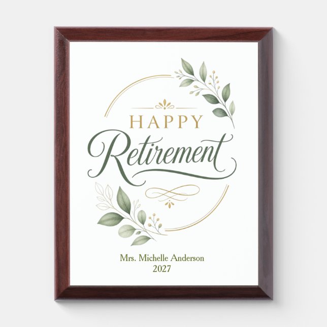 Happy Retirement Personalized Award Plaque (Vertical)