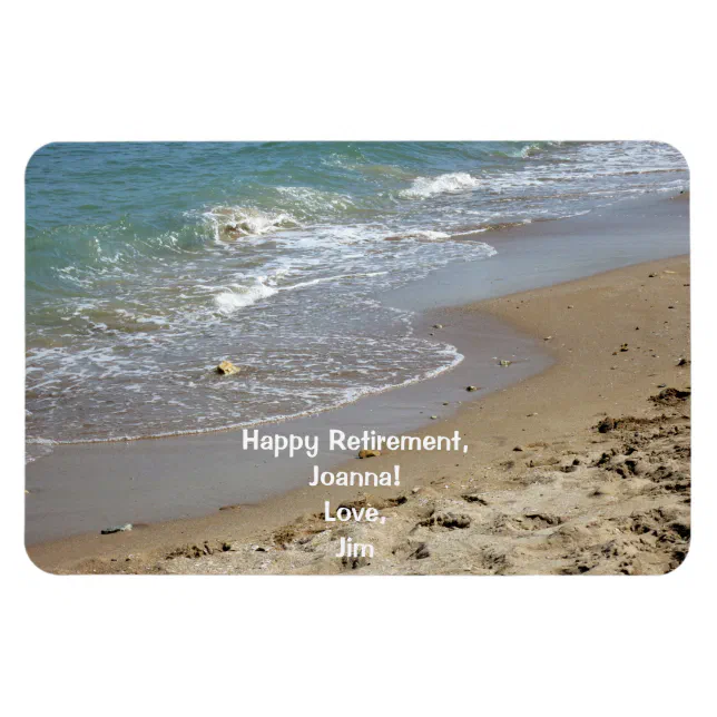 Happy Retirement Personalized Beach Water Magnet | Zazzle